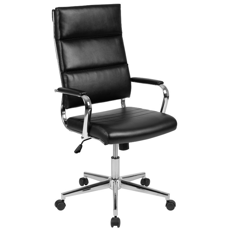 Merrick Lane High Panel-Back Ergonomic Office Chair with Padded Metal Arms Executive Swivel Computer Desk Chair, 1 of 19