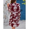 Women's Ruffle Mock Neck Long Sleeve Floral Print Mini Dress Casual Pleated Flowy Babydoll Short Dress - 3 of 4