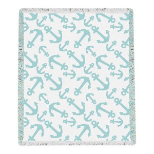 Anchor Design Rayon Throw – Perfect Coastal Accent by Manual Woodworkers and Weavers - 1 of 3