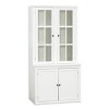 Merax Farmhouse-Inspired Freestanding Display Cabinet with Glass Doors & Storage - 3 of 4