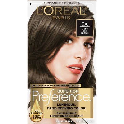 L'oreal Paris Superior Preference Fade-defying Color + Shine System - 6.5  Fl Oz - 6a Light Ash Brown - 1 Kit : Target