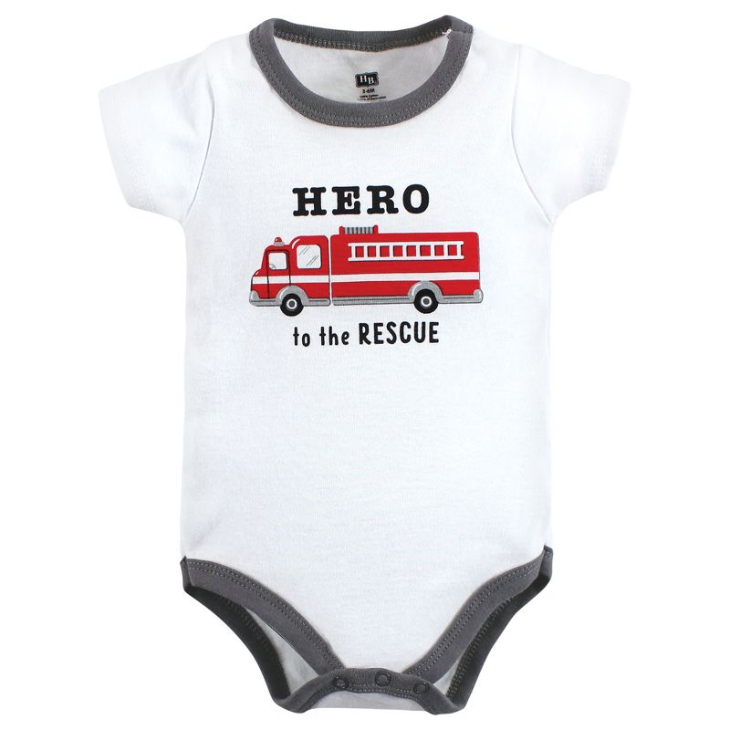 Hudson Baby Infant Boy Cotton Bodysuit, Shorts and Shoe Set, Firetruck Hero, 3 of 6