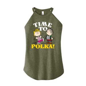 Women's - Peanuts - Time To Polka Graphic High Neck Tank - 1 of 4