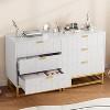 3-Drawer Wood Dresser w/Gold-Tone Handles - Bedroom Storage Chest for Closet & Nightstand Use - 4 of 4
