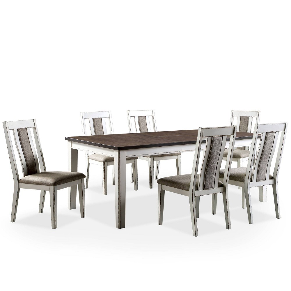 Photos - Dining Table 7pc Redmond Expandable  Set Weathered White/Dark Walnut/Warm G