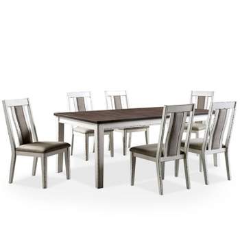 7pc Redmond Expandable Dining Table Set Weathered White/Dark Walnut/Warm Gray - HOMES: Inside + Out