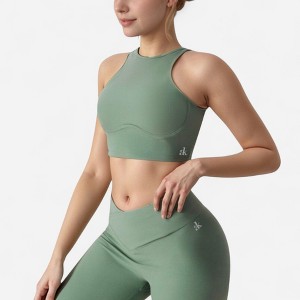 Anna-Kaci Active Women's High Neck Racerback Sports Crop Top with Seamless Compression Fit - 1 of 4