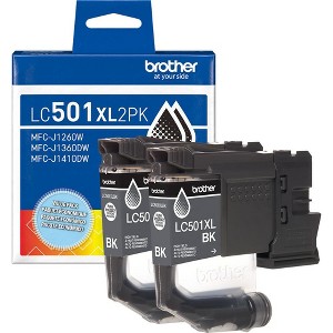 Brother Genuine LC501XL2PK High Yield Twin Pack Black Ink Cartridges - 1 of 4