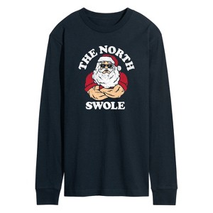 Men's - Instant Message - Christmas Santa Claus North Swole Long Sleeve Graphic T-Shirt - 1 of 4
