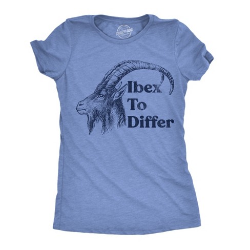 Womens Funny T Shirts Ibex To Differ Sarcastic Animal Graphic Novelty Tee For Ladies - Crazy Dog Women's T Shirt - image 1 of 4