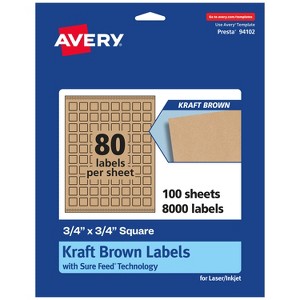 Avery Kraft Brown Square Labels with Sure Feed, 3/4" x 3/4" - 1 of 4