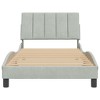 vidaXL Twin Velvet Bed Frame & Headboard in Light Gray - Plywood Slats, Zipper Headboard Cushion, Modern Waved Design - 4 of 4
