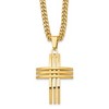 Chisel Stainless Steel Brushed and Polished Yellow IP-plated Cross Pendant on a 24" Curb Chain Necklace - 2 of 4