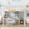 Full Size Loft Bed with Desk and Stool, Metal Loft Bed with Open-Style Wardrobe, Shelves and Cabinet, Black - 2 of 4