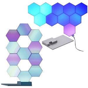 Yescom APP Control WiFi Hexagon LED Light Kit 21 Blocks & Base w/Alexa Google Wall Game Room Decor Gift - 1 of 4