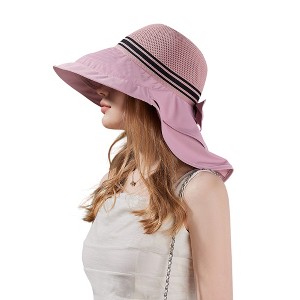 Anna-Kaci Wide Brim Mesh Sun Hat with Back Bow UV Protection Foldable Travel Hat for Women Outdoor Summer Style - 1 of 4