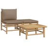 vidaXL 3 Piece Patio Lounge Set with Taupe Cushions Bamboo - 2 of 4