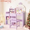 Girls Vanity w/Lights 2 in 1 Princess Makeup Vanity Desk Toddler Vanity Table & Chair Set w/ Open Bookshelf Storage Cabinet - 2 of 4