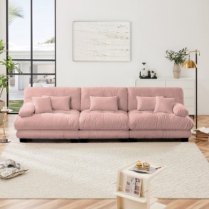 TiramisuBest 3-Seater Modular Sectional Sofa, Deep Seat Chenille Couch, Soft Upholstered Sofa for Living Room, Apartment, Studio, White - 1 of 4