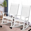 Costway 2PCS Wood Rocking Chair Porch Rocker High Back Garden Seat Indoor Outdoor - 2 of 4