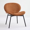 Orange Mid-Century Modern Shell Chair Single Side Chair Tripod Black Leather Lounge Chair - 3 of 4