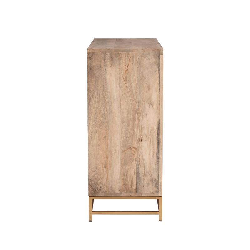 Gordon Transitional Sliding Natural Cane Door Cabinet with 1 Shelf and Gold Metal Base - Powell, 6 of 17