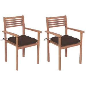 vidaXL Patio Chairs 2 pcs with Taupe Cushions Solid Teak Wood - 1 of 4