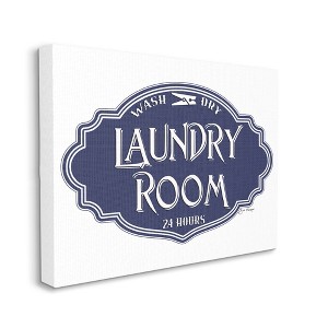 Stupell Industries Vintage Laundry Room Sign Minimal Blue White - 1 of 4