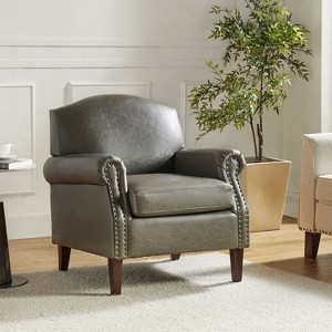 Gianluigi Transitional Vegan Leather Armchair with Nailhead Trim for Bedroom and Living Room| ART OF LIVING DESIGNS - 1 of 4