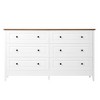 Homy Casa 6 Drawer Dresser with Wide Drawers and Metal Knobs, White and Walnut Top - 2 of 4