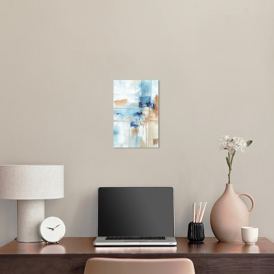 Blue and Beige Abstract Canvas Wall Art, 10" x 15"
