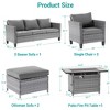 Sonkuki 6 Pieces Patio Sofa with Rectangle Fire Pit Table and Ottomans, Wicker Conversation Couch, Navy Blue Cushion - 3 of 4