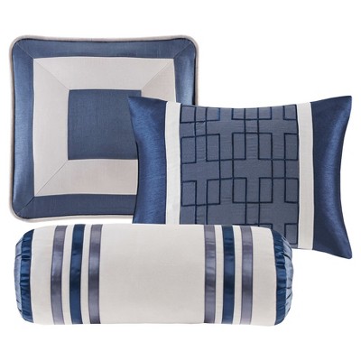 Navy and White California King 7-Piece Comforter Set