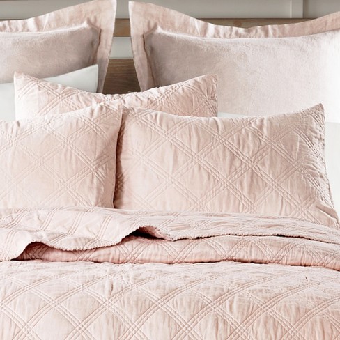 Linen Front/cotton Back King Quilted Sham - Blush - Levtex Home : Target