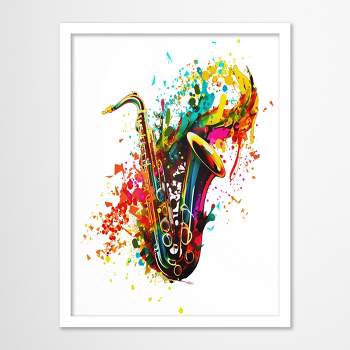 Americanflat Modern Wall Art Room Decor - Colorful Watercolor Saxophone by OLena Art