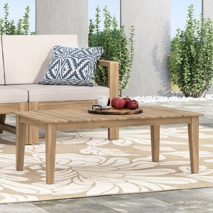 MOEPISY Acacia Wood Outdoor Coffee Table, Brown - 1 of 4