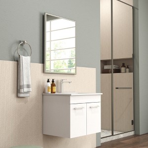 KWPZQEB Modern Wall-Mounted Bathroom Vanity with Sink Combo, Floating Cabinet with Double Doors & Long Metal Handles for Small Space, White - 1 of 4