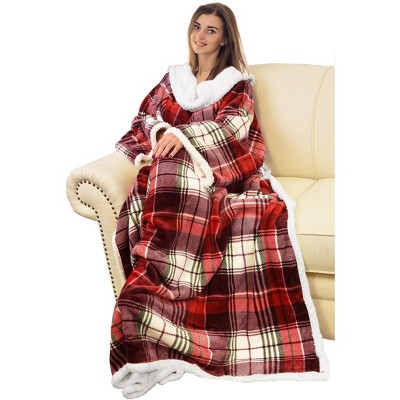 Fleece Flannel Wearable Blanket with Sleeves Arms, Super Soft Fuzzy Cozy Sleeved TV Wrap Blanket, Valentine’s Day Gifts for Her and Him - Catalonia