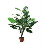 Northlight 47.5" Tropical Peace Lily Spathe Artificial Potted Plant - Green/White