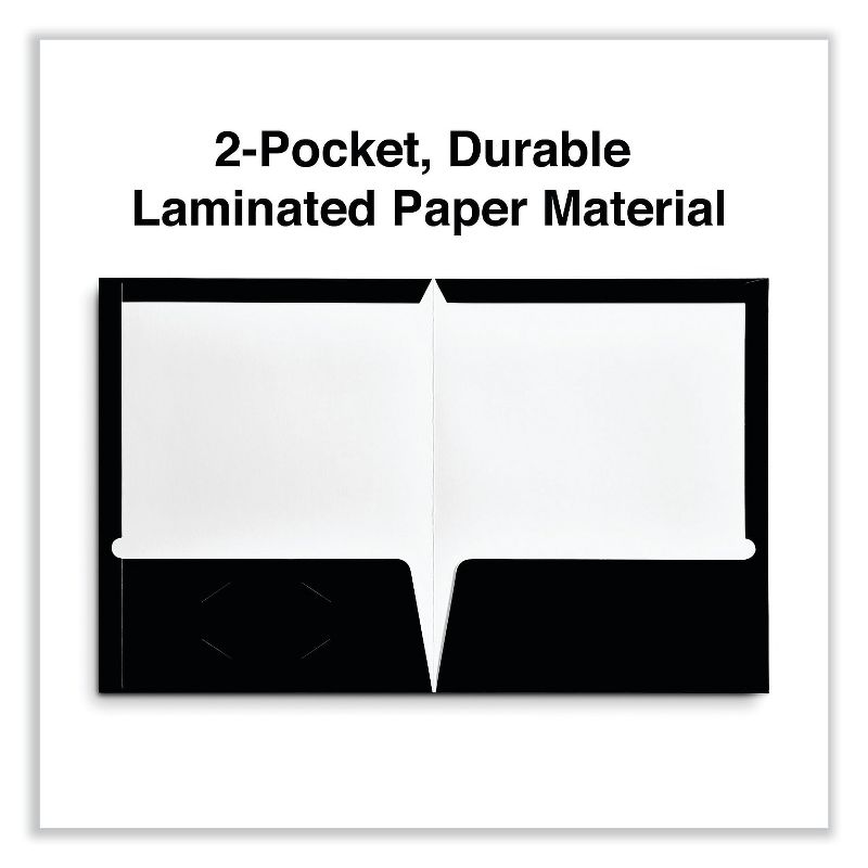 Universal Laminated Two-Pocket Folder Cardboard Paper Black 11 x 8 1/2 25/Pack 56416, 2 of 6
