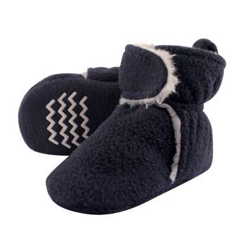 Hudson Baby Infant and Toddler Boy Cozy Fleece and Faux Shearling Booties, Navy