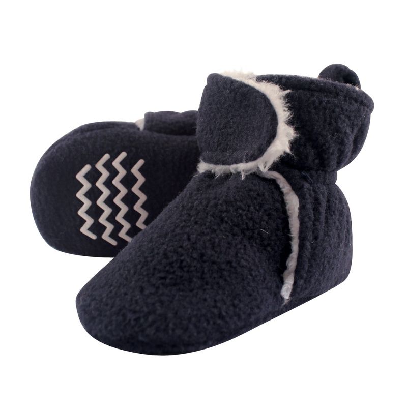 Hudson Baby Infant and Toddler Boy Cozy Fleece and Faux Shearling Booties, Navy, 1 of 3
