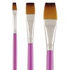 Creative Inspirations Dura-Handle Flat Assorted Size Long Handle Paint Brush Set of 3 - Solid Resin Handle, Synthetic Taklon Paint Brushes, Flat Brush - 2 of 4