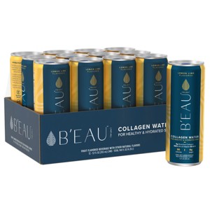 B'eau Lemon Lime Collagen Water - 12pk/12 fl oz Cans - 1 of 4
