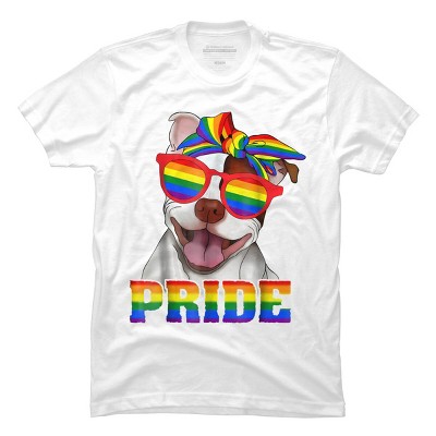 Adult Design By Humans Pit Bull Rainbow Pride Dog By Luckyst T-Shirt