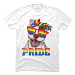 Adult Design By Humans Pit Bull Rainbow Pride Dog By Luckyst T-Shirt - 1 of 2