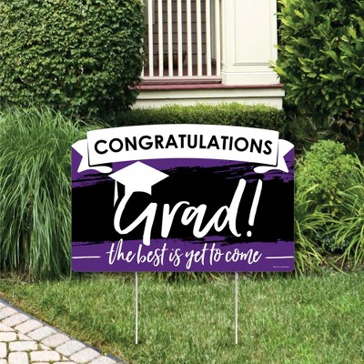 Big Dot of Happiness Purple Grad - Best is Yet to Come - Purple Graduation Party Yard Sign Lawn Decorations - Congratulations Party Yardy Sign