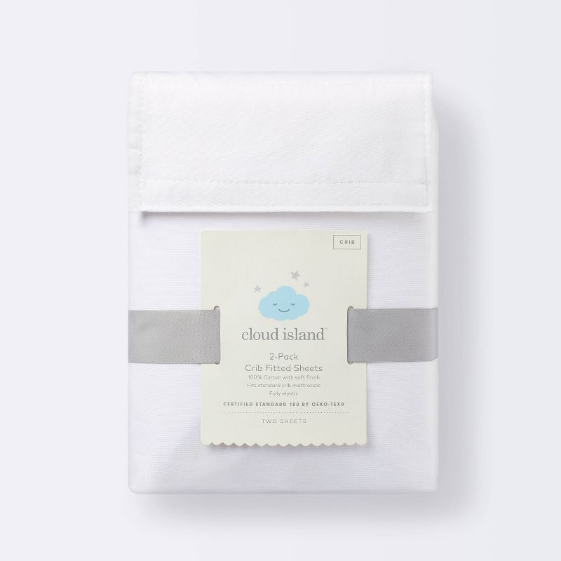 Fitted Crib Sheets Solid 2pk - Cloud Island&#8482; White, 6 of 7