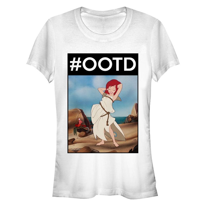 Juniors Womens The Little Mermaid Ariel #OOTD T-Shirt, 1 of 4