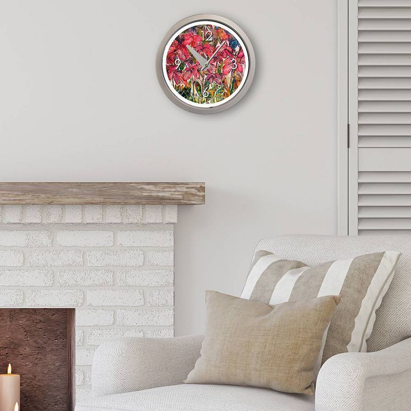 14.5&#34; Artist Series Diane Rakocy Full Bloom Decorative Clock Silver - The Chicago Lighthouse, 4 of 5